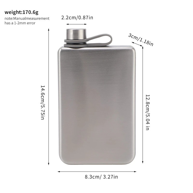 Square Premium Hip Flask for Whiskey 9oz 304 Stainless Steel Hip Flask with Funnel Leakproof Camping On Foot Whiskey Flask