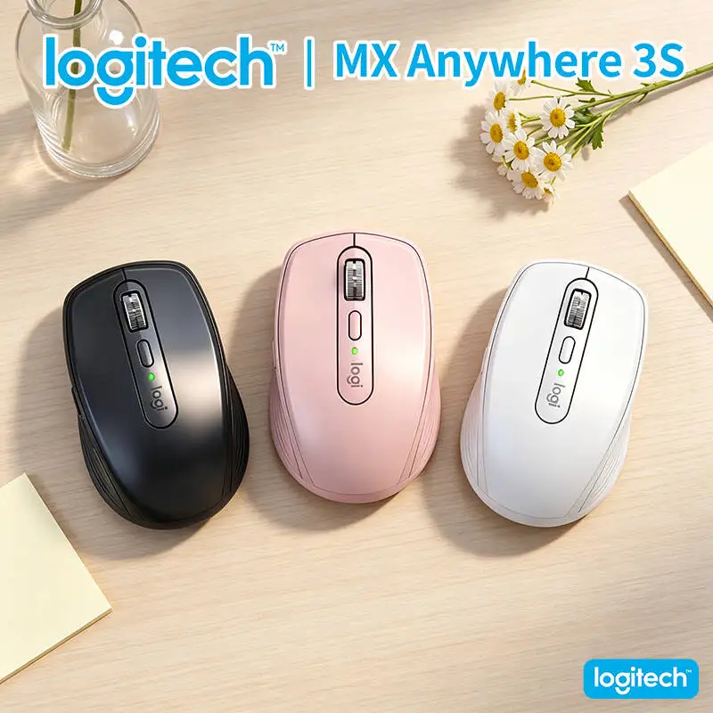 Logitech MX Anywhere 3S Ergonomic Mouse - 8K DPI, Hyper-Scroll, Silent Click, Multi-OS Compatibility for Travel