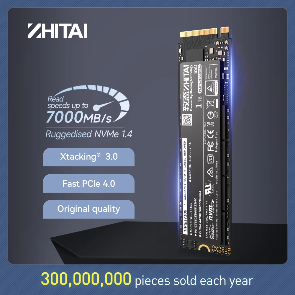 ZHITAI TiPlus7100 SSD M.2 2280 NVMe 7000MB/s 4TB 2TB 1TB Hard Disk PCIe Gen4 x4 M2 Internal Solid State Drive For Desktop PC