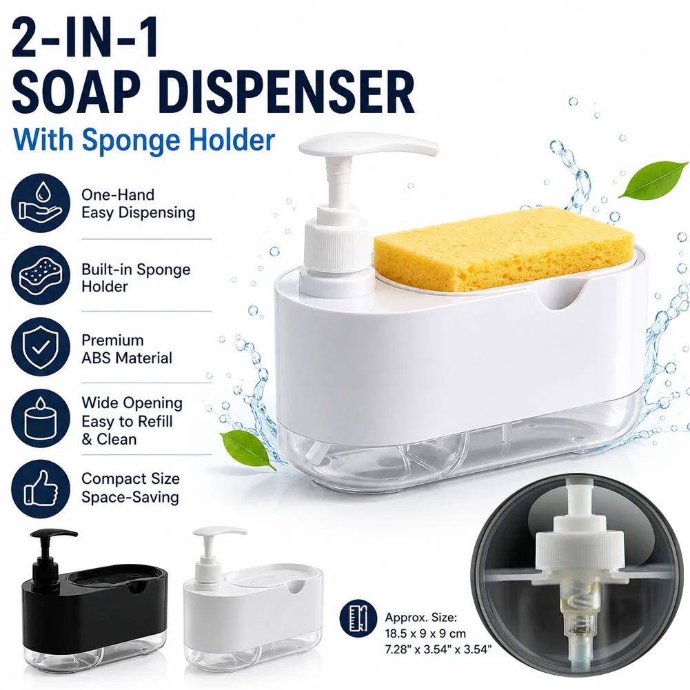 

Hand And Dish Soap Dispenser Detergent Dispenser Sponge Holder Countertop Soap Pump Dispenser For Kitchen Sink