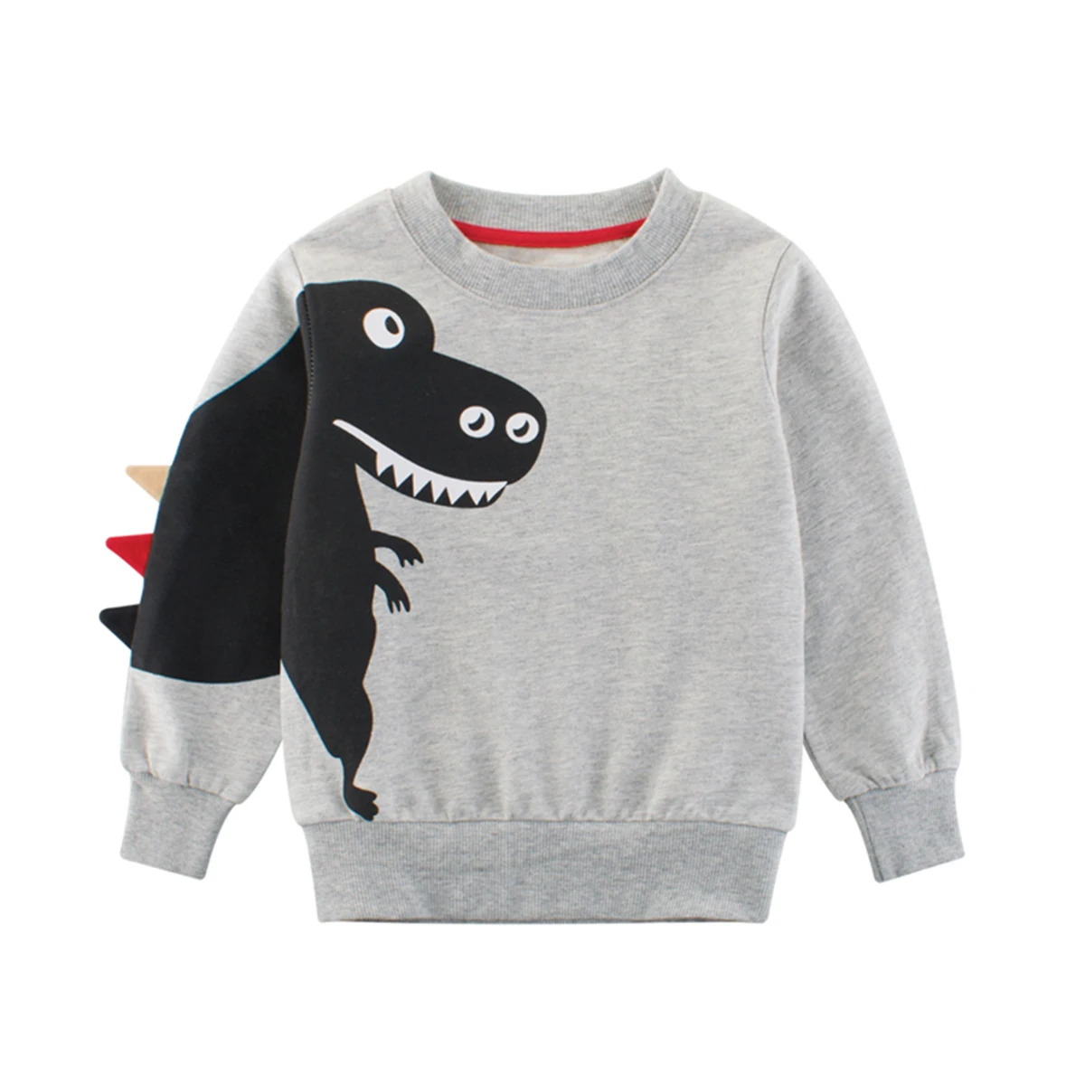 

OVTRB Kids Pullover Sweatshirt Little Boys Spikes On Long Sleeve Cotton Tops Shirt Dinosaur Graphic Round Neck Sports Outerwear