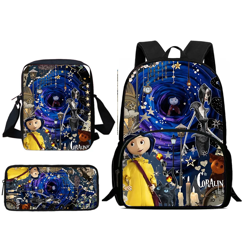 3Pcs Set For C-Coralines Child Backpacks Shoulder Bag Pencil Case Pupil Large Capacity School Bags for Boys Girls Best Gift