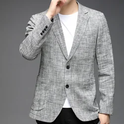 High-End Linen Leisure Small Business Suit Coat Men's Summer Thin New Loose Business Suit Top Men