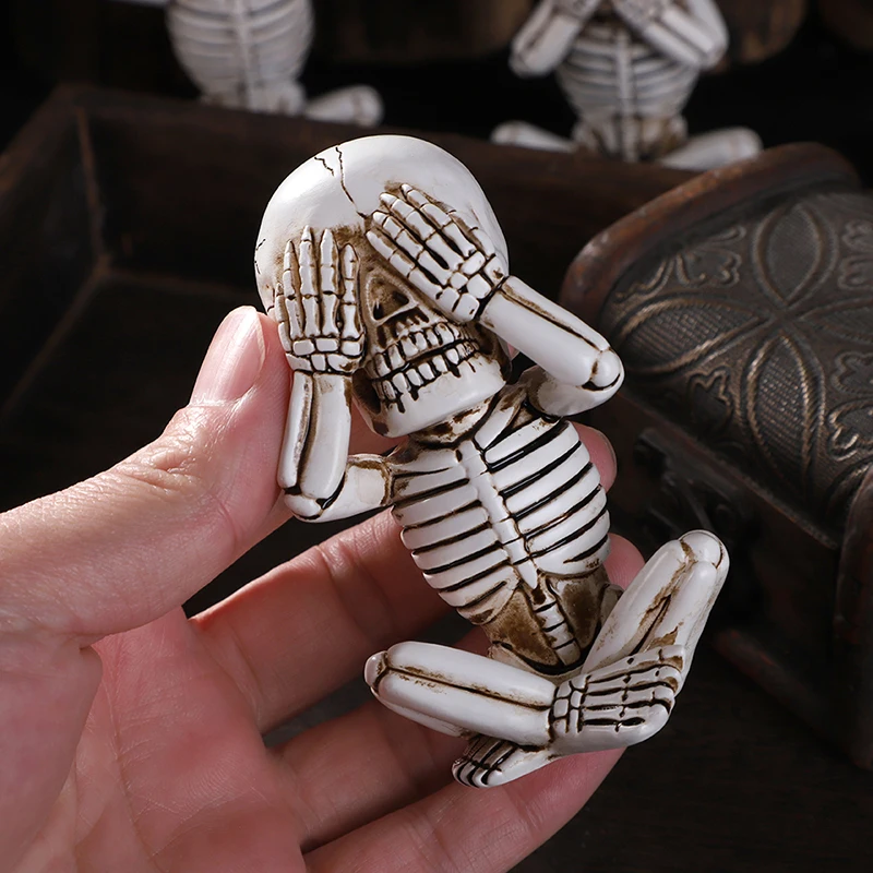 3pcs Baby Skulls Statue See No Evil Hear No Evil Speak No Evil