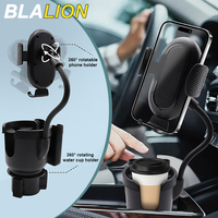 BLALION Upgraded Car Cup Holder Expander Multifunction 3 In 1 Phone Mount Stand with Adjustable Rotatable Base Car Storage Clip