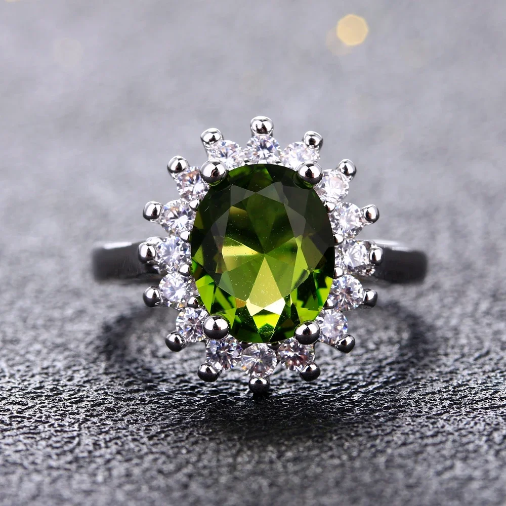 婚約指輪,女性用スターリングシルバー925リング,花の形のリングとイヤリング