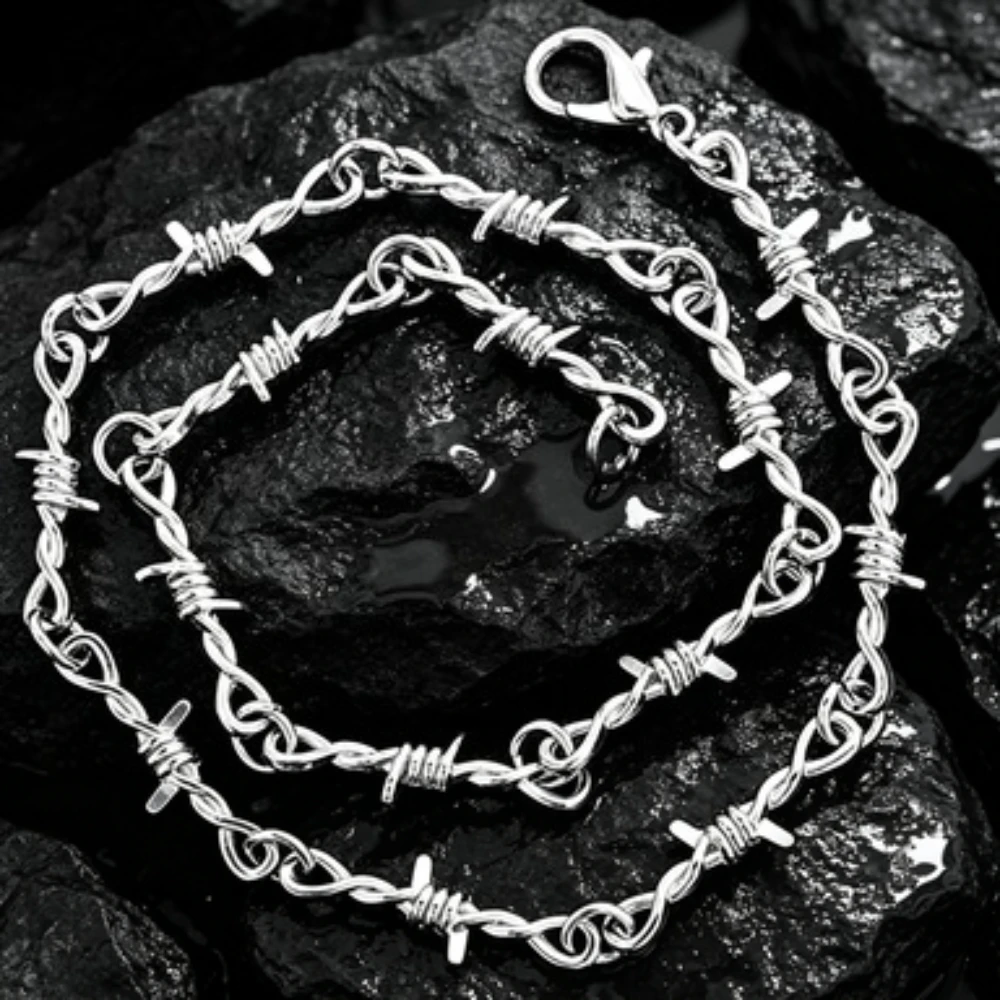Hip-hop Gothic Punk Choker Necklace Men and Women Style Barbed Wire Little Thorns Chain Choker Gifts