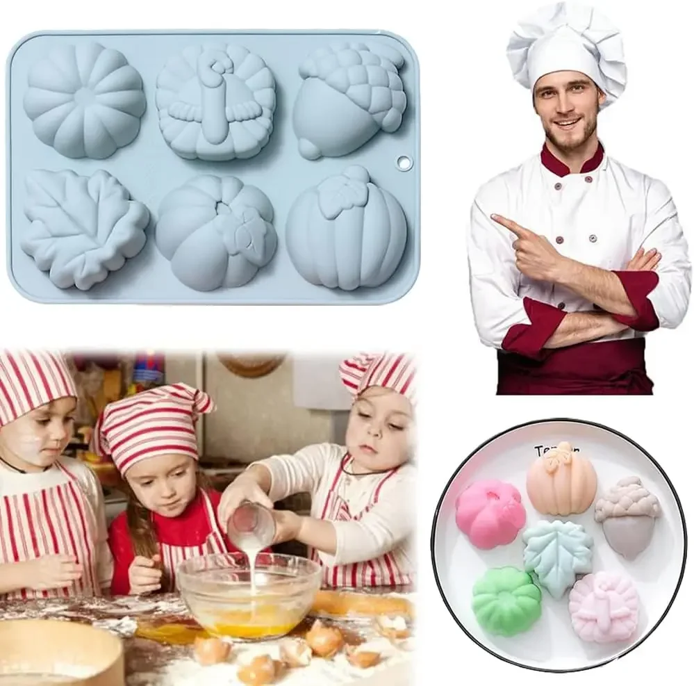 

VERIDIAN Fall Thanksgiving Chocolate Molds Autumn 3d Pumpkin Maple Leaves Acorn Turkey Silicone Molds Candy Resin Baking Mold