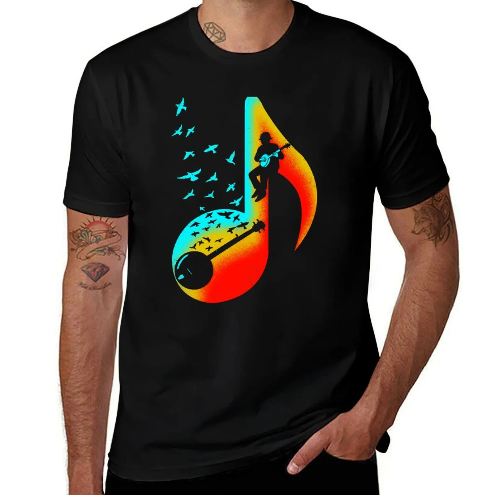 Music Banjo Player T-Shirt cotton t shirts man 100% T-Shirt