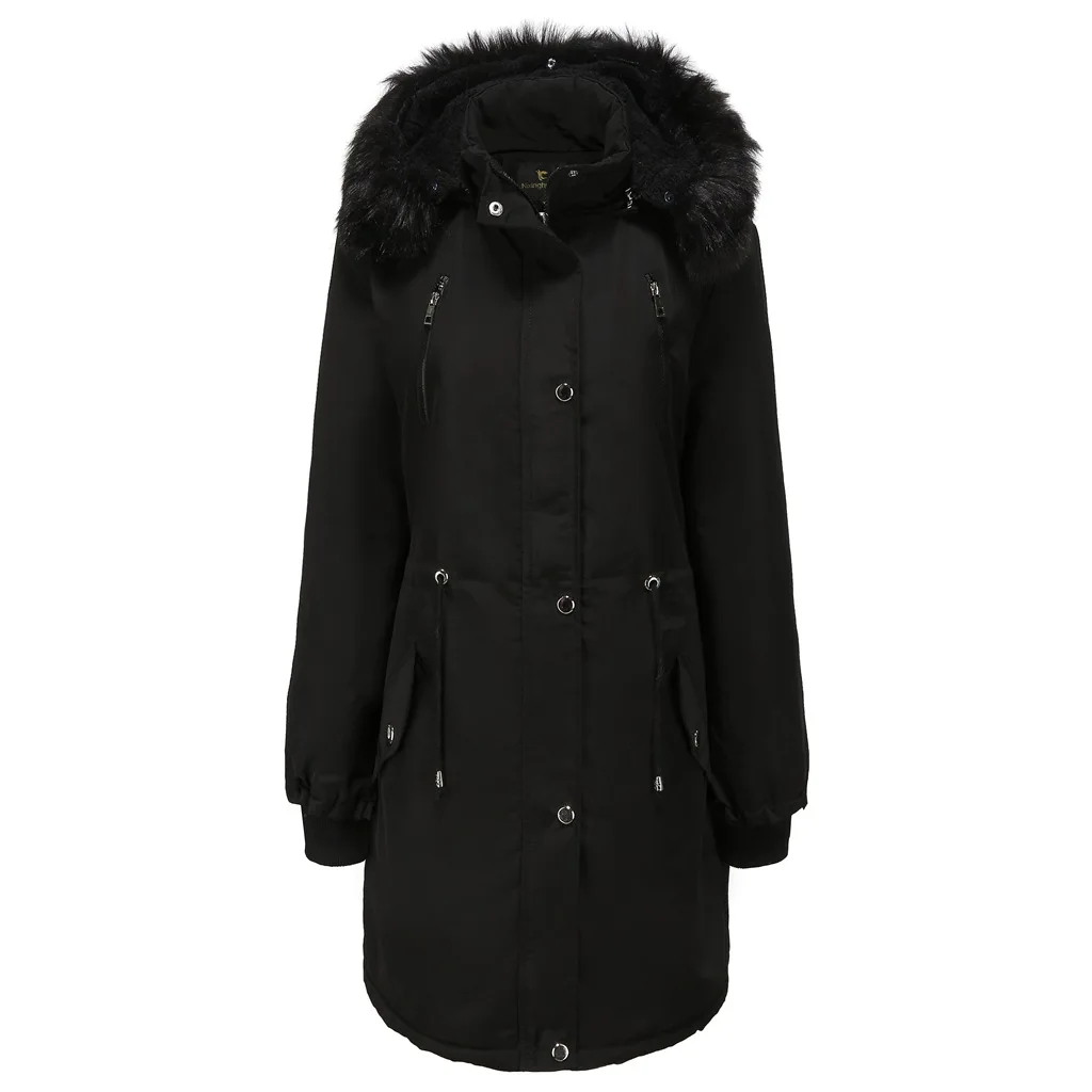 New Fashion Women Parkas Hooded Removed for Winter Warmth And Fleece Fur Collar Warm Thick Snow Wear Oversize Padded Parka