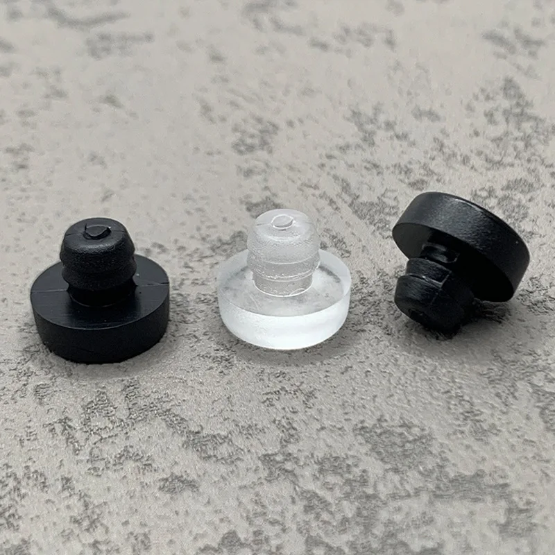 50pcs Rubber Stem Bumpers Hole Screw Plug 12*10*6.5mm Clear Black Glass Table Leg Chair Feet Pad Anti-slip Heightened Furniture