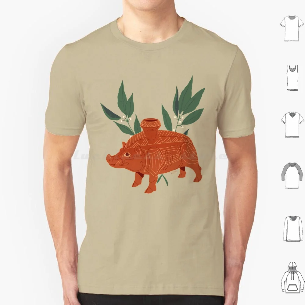Camiseta con diseño de cerdo etrusco y artefactos florales para hombres, mujeres y niños, talla 6XL, arqueología, historia, Etruria, historia antigua, meme, cerdo