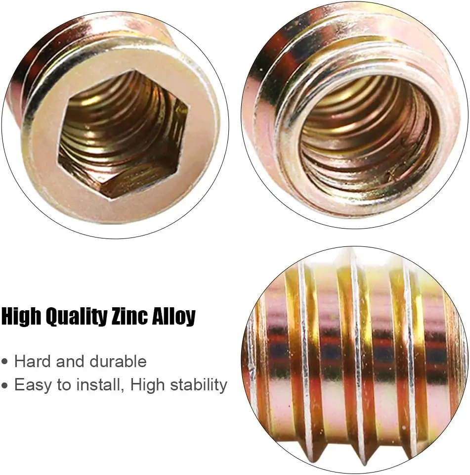 70 Buah Mur Sisipan Berulir, Kit Sisipan Kayu, Sekrup M4/M5/M6 Mur Sisipan Kayu Pengencang Baut Penggerak Soket Hex untuk Furnitur Kayu