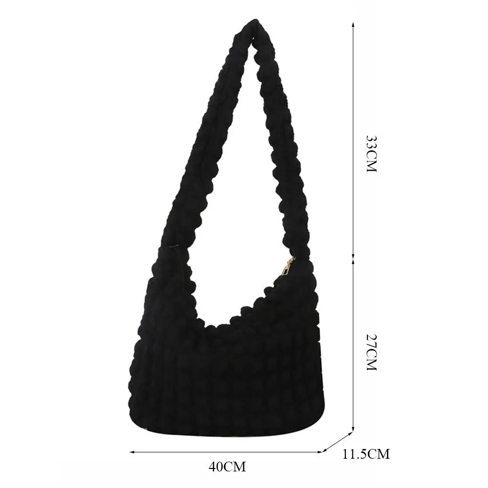 Quilted Pleated Crossbody Bag for Women Padded Shoulder Bag Ruched Cloud Bubbles Nylon Handbags Purse Large Puffer Tote Bag