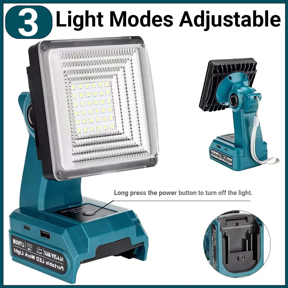 

Для Makita 18 В литий-ионный аккумулятор светодиодный светильник для работы на открытом воздухе прожектор аварийный инструмент лампа фонарик USB зарядное устройство для мобильного телефона