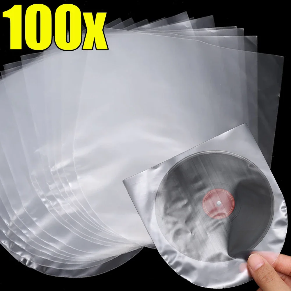 100/10PCS Vinyl Record Dust Bags Protecter LP Record Plastic Bags Anti-Static Record Sleeves Waterproof Clear Cover Container