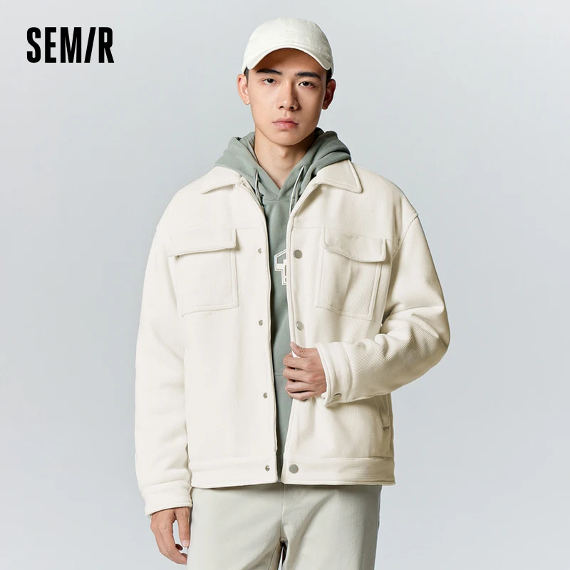 Semir Coat Men Winter Chenille Flannel Sense Jacket Trendy Textured Small Loose Simple Versatile Workwear Top