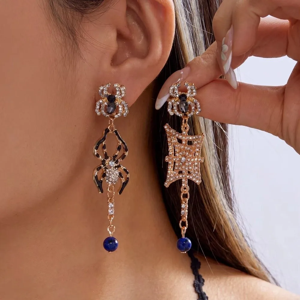 Alloy Material Halloween Earrings Long Tassel Design Dripping Oil Effect Pumpkin Earrings Drop Earrings Festival Wear
