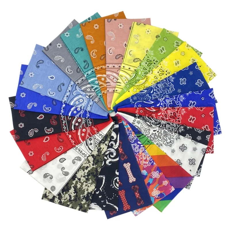 55x55cm Bohemian Bandana Hair Band Multicolor Paisley Floral Print Square Scarf Turban Multifunctional Headband Motorcycle