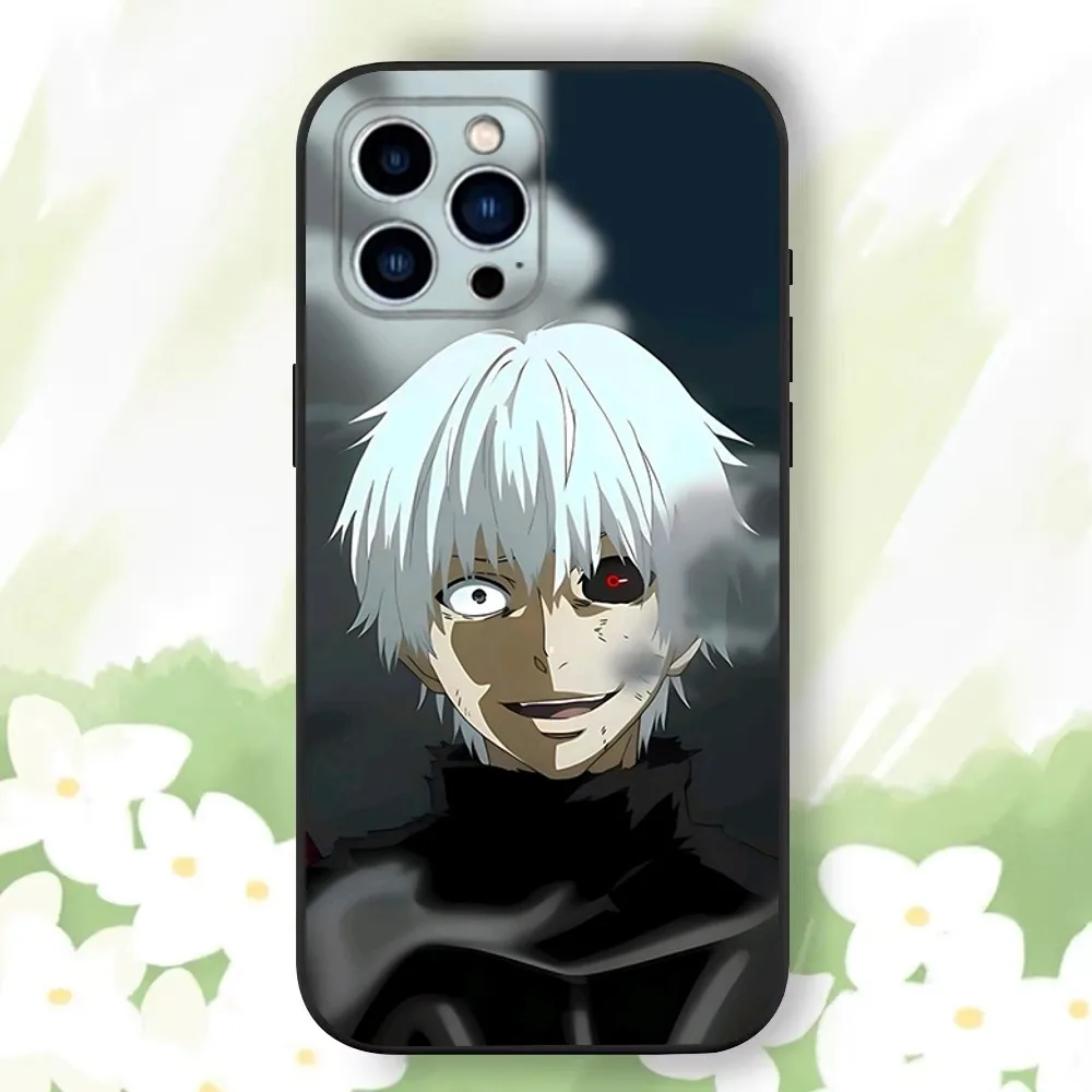 Anime Kens K-Kaneki M-Manga Phone Case For iPhone 16,15,14,13,12,11 Plus,Pro Max,XS,X,XR,SE,Mini,8,7，Soft Silicone Black Cover