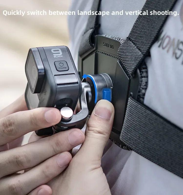 أحزمة الصدر كاميرا مزدوجة ثابتة أفقي عمودي اطلاق النار قوس ل DJI OSMO Pocket 3 2 / Gopro Hero / DJI Action 5pro 4 3 1