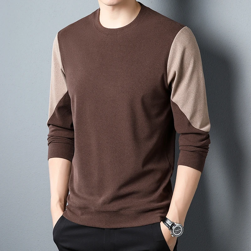 COODRONY Autumn Winter New Products Men\'s Crew Neck Trendy Sweater Fashion Simple Color Collision Knit Pullover Sweater S6142