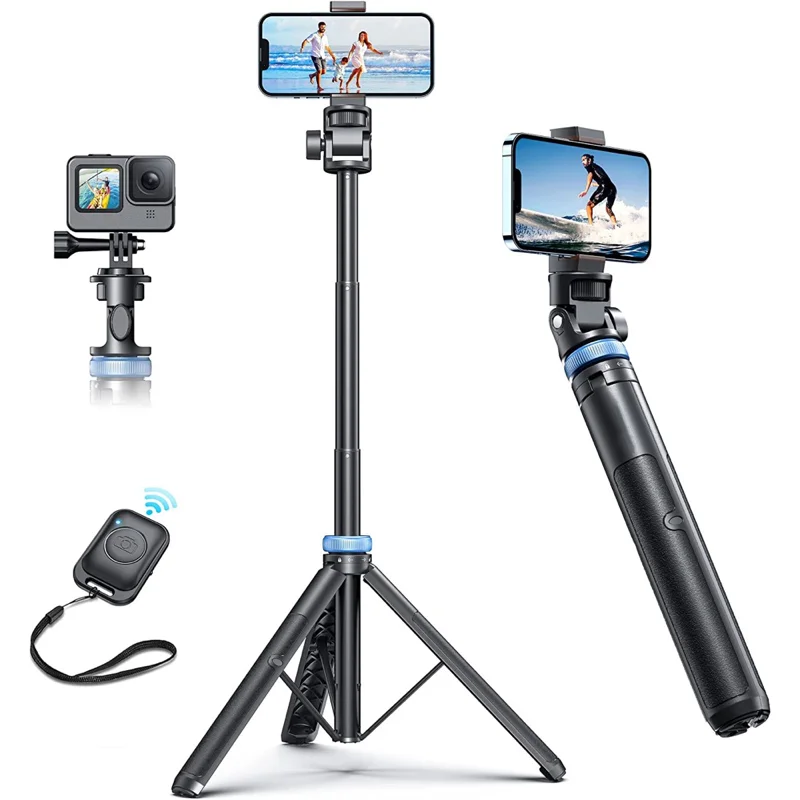 3-in-1 Bluetooth Selfie Stick-statief met afstandsbediening voor iPhone Samsung GoPro DJI Insta360 Uitschuifbare draagbare vlogstandaard - afbeelding 2