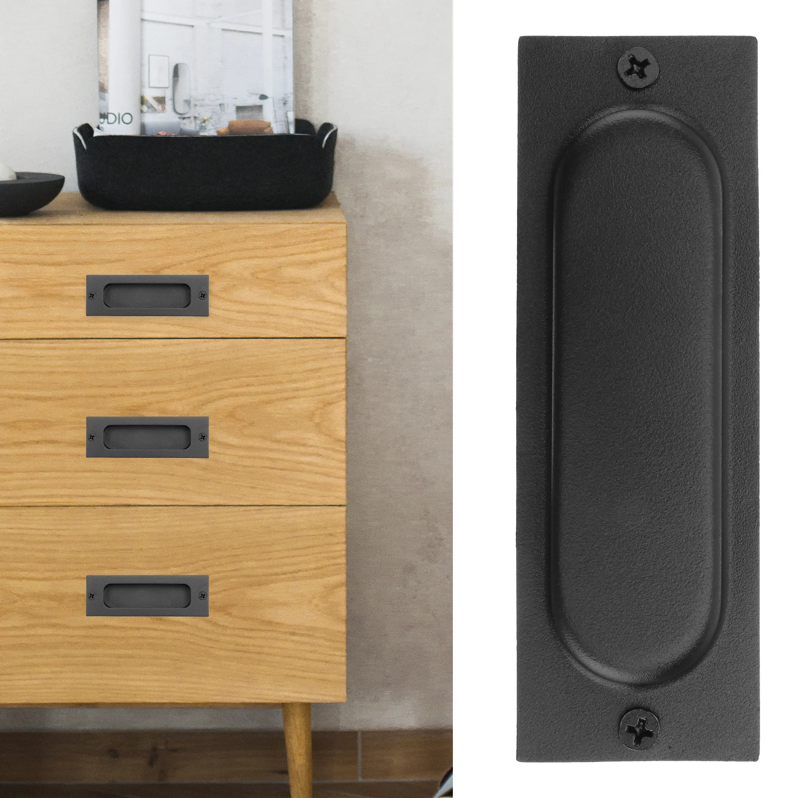 

Stainless Steel Square Door Handle Simple Style Easy Install Barn Sliding Wood Cabinet Hidden Pulls Black Sliding Door Handle