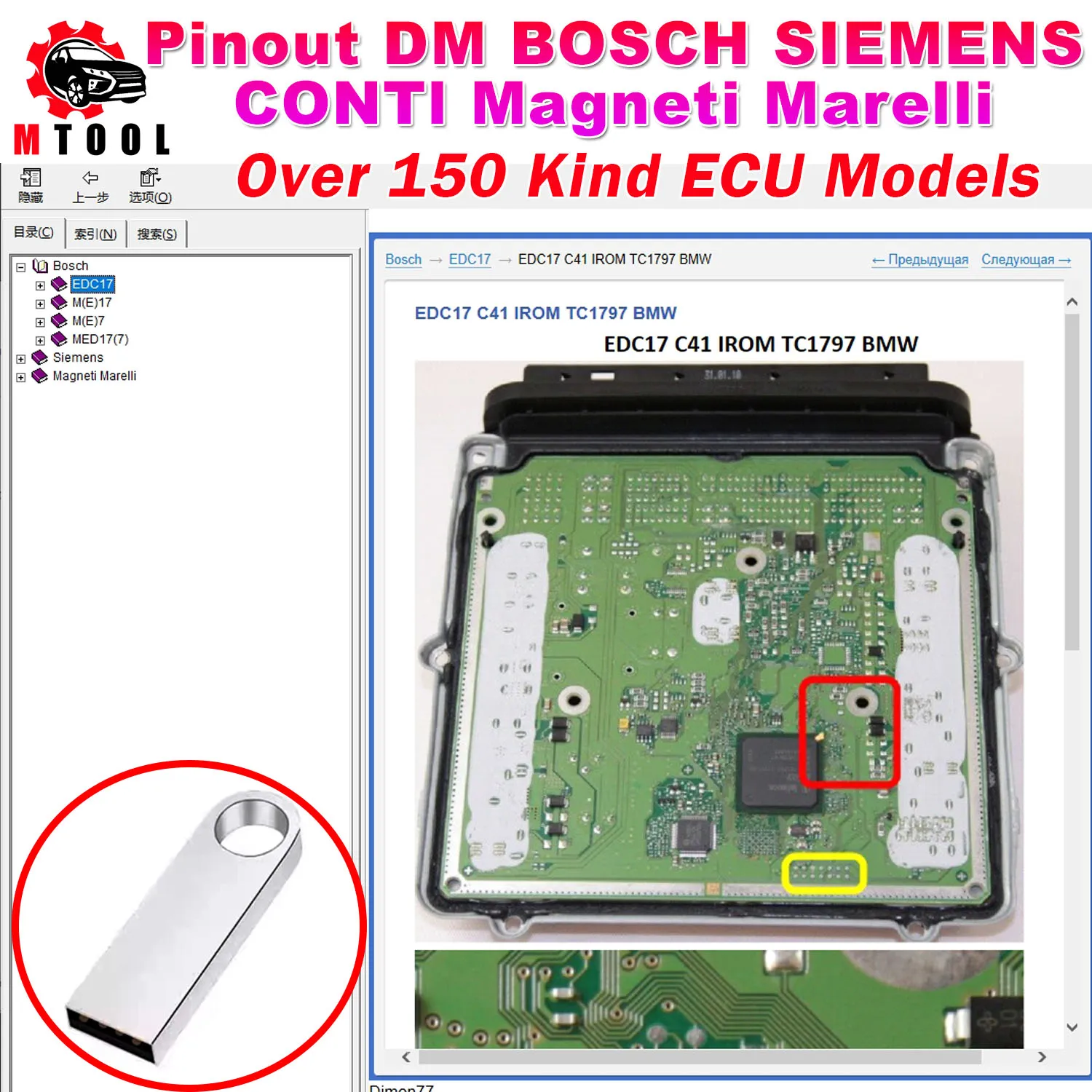 

ECU Connection Guide PinOuts DM Software For BOSCH For SIEMENS For CONTl For Magneti Marelli Over 150 ECU Model Like EDC17..More