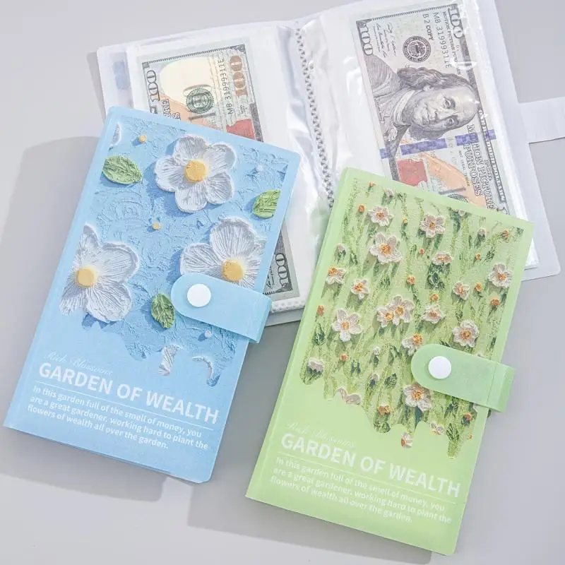 100 Pocket Currency Album Portable Banknotes Holder Paper Money Sleeves Storage Book For Tickets Stamps Money Saving Challenge