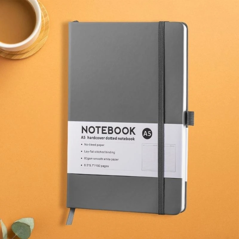 สมุดบันทึกปกแข็ง 192 หน้า Lined Leather Journal College College Ruled Notebook 216x145 มม. h05a