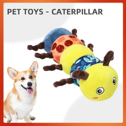 Pet Plush Toy Cat Dog Puzzle Toy Cute Caterpillar Bite Resistant Interactive Squeaky Dog Teeth Cleaning Chew Toy Pet Supplies