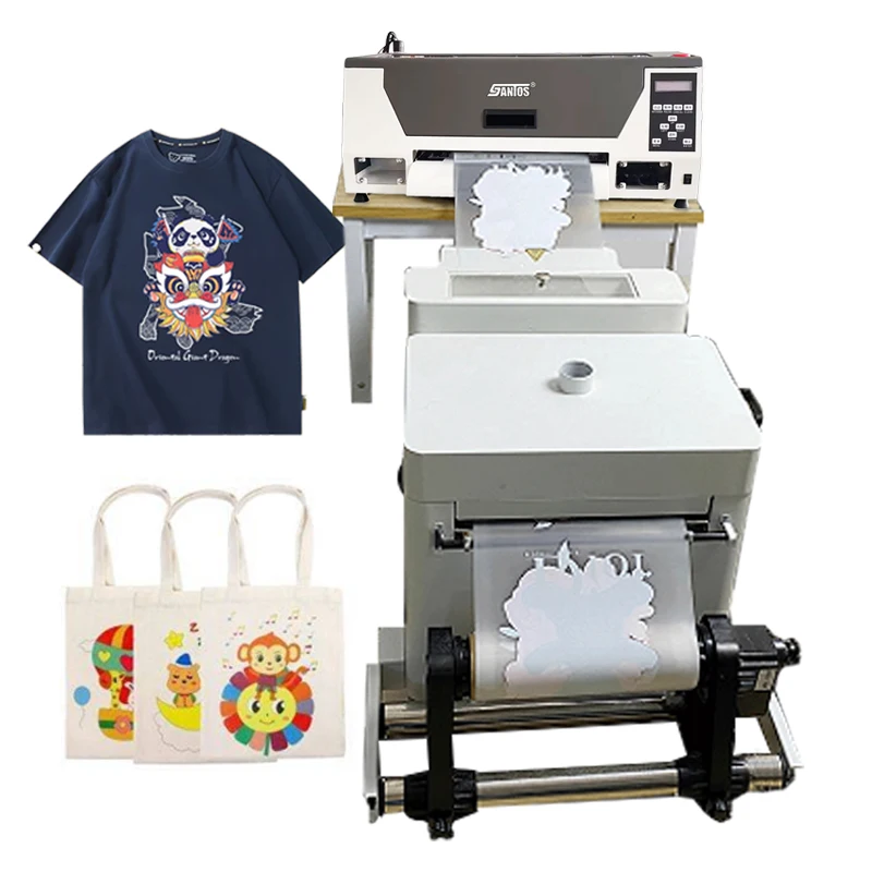 T-shirt printing machine A3 dtf printer mini one XP600 head 5colors CMYKW, and powder shaking machine