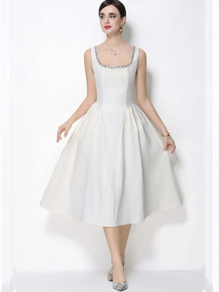 

Элегантное облегающее платье-камизол с квадратным вырезом и декоративными заклепками, новая модная женская весенняя одежда 2026 года