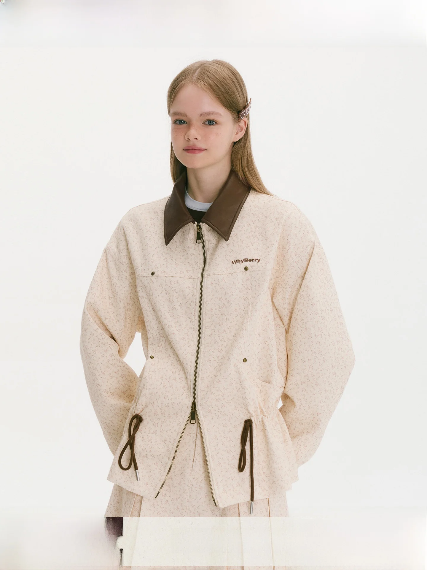 

WhyBerry Heavyweight Dstring Jaet Double Zipper Collar Retro Sle Women's ort Coat Cotton Windproof Casual Outerwear