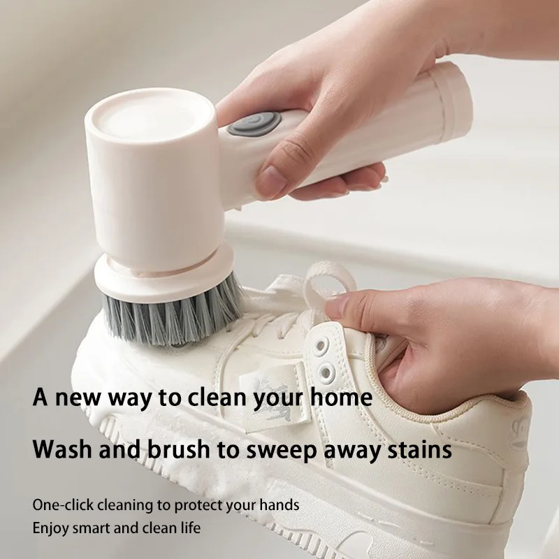 Cordless Electric Scrubber 7-in-1 Kitchen/Bath Tiles Cleaner USB Rechargeable Spin for Grease Dirt Powerful Scrubbing Brush