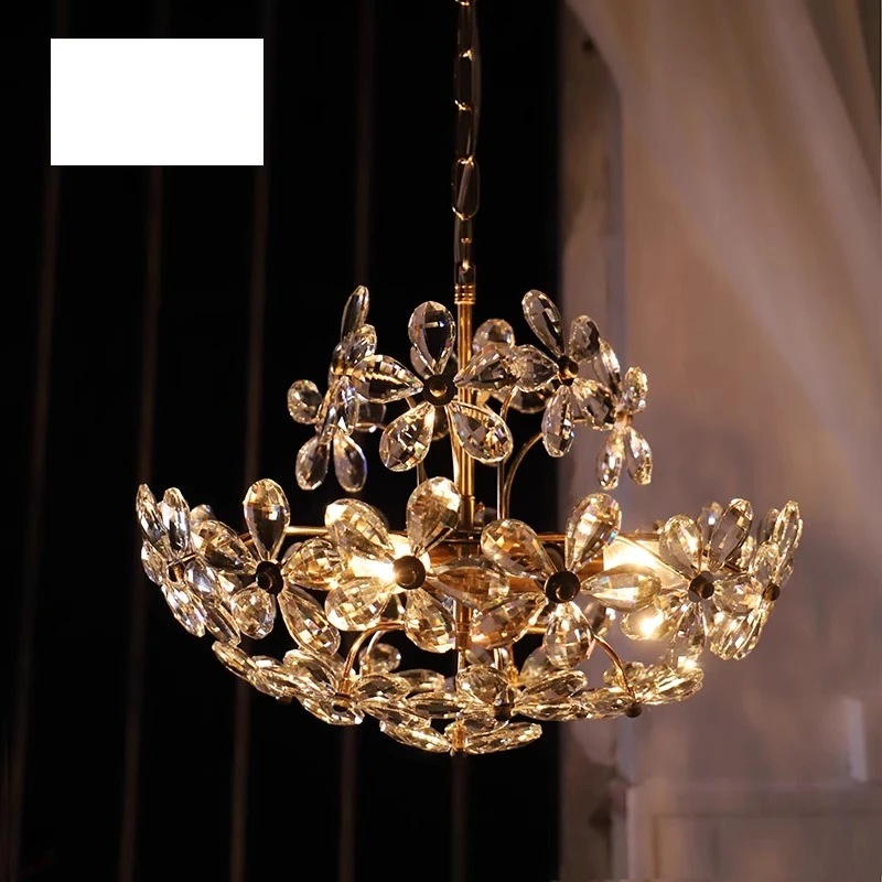 Dream crystal flower chandelier French pastoral American vintage bedroom dining room cloakroom