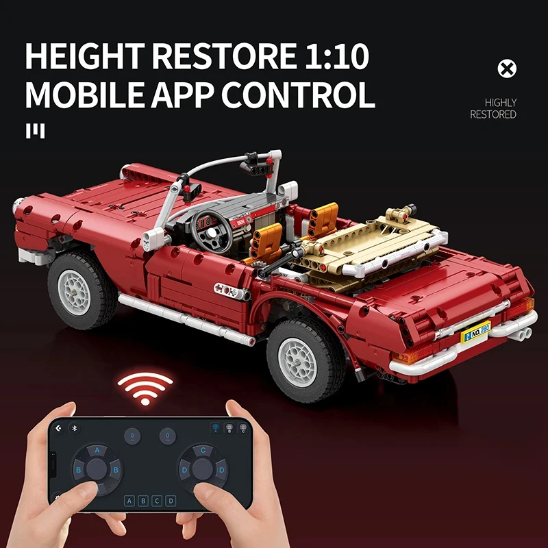 1578PCS Retro Classic Car Building Blocks Remote Control Technology Electronic Bricks 280SL Car Model Kids Toys Birthday Gifts