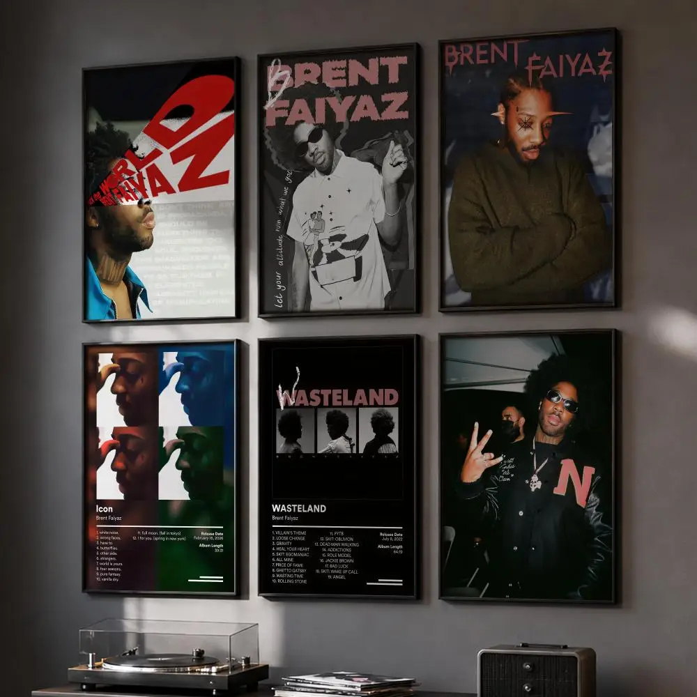 B-Brent Faiyaz Singer Rapper Poster HD Wall Art Wall Stickers Home Living Room Bedroom Bar Office Decor Prints