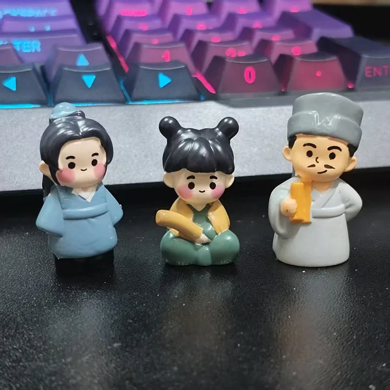 Chinese-style miniature ancient figurine ornaments, creative desk decorations featuring medicine boys fishermen and scholar boys