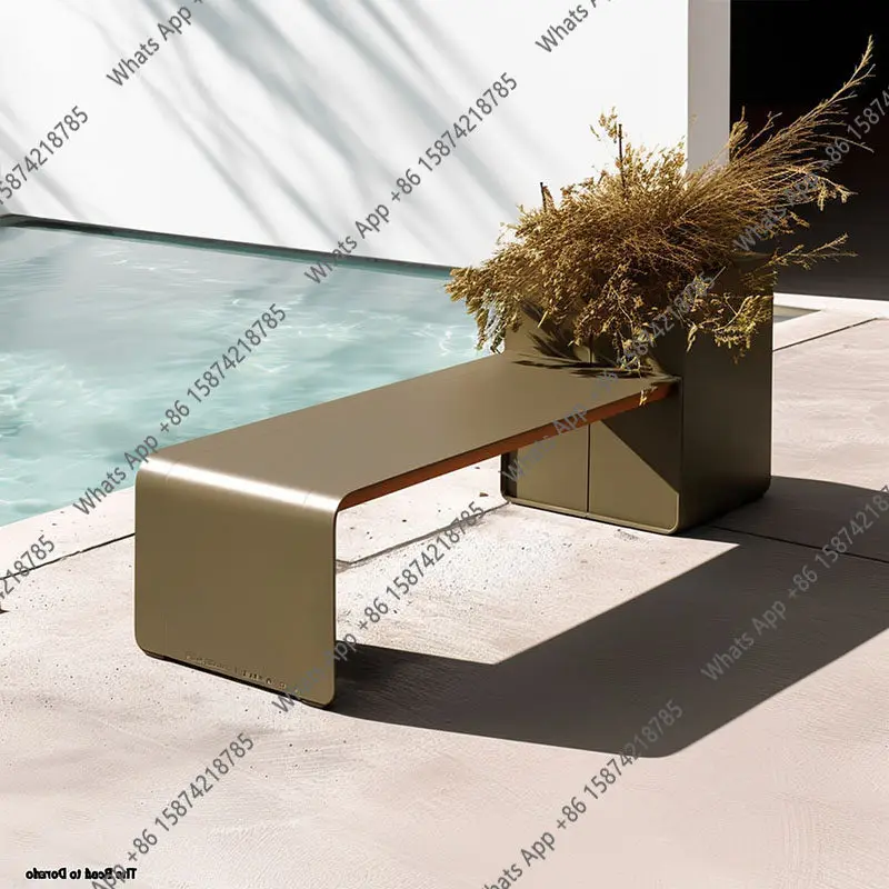 Outdoor flower box seat integrated leisure outdoor park terrace square flower slot partition seat combination simple