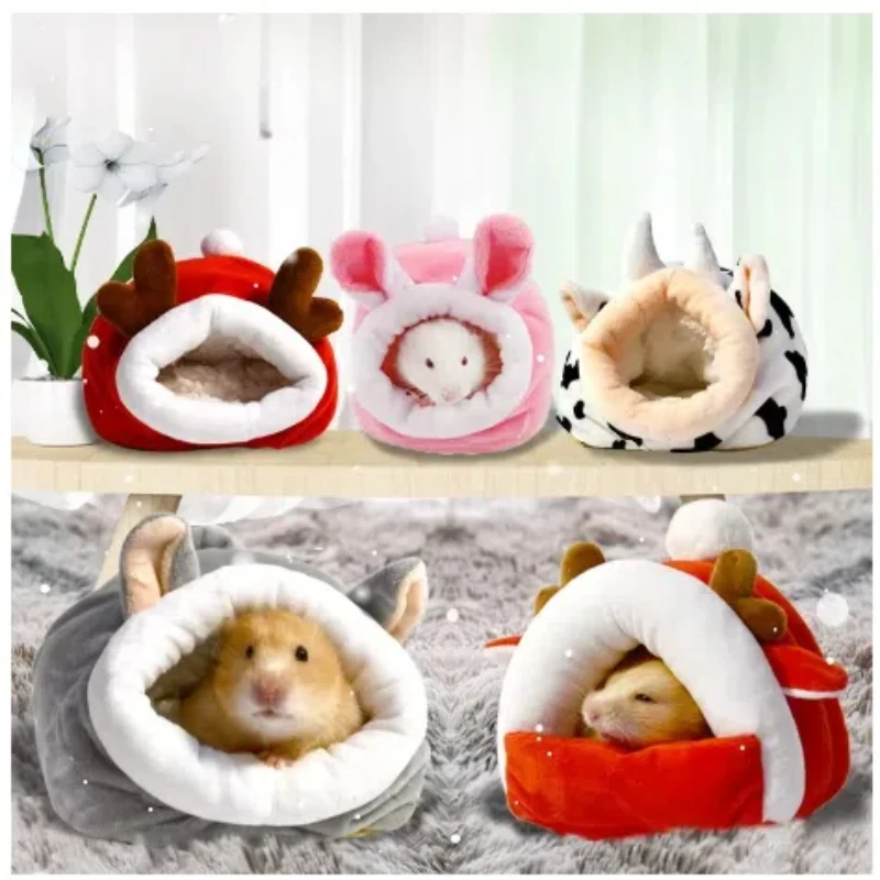 

Cute Hamster Cage Soft Warm Bed Pet Rat Hammock Pig Squirrel Winter House Velvet Nest Sleeping Warm Bed Small Pet Items