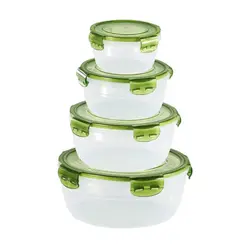 1/4Pcs Plastic Round Storage Box Safe Stackable Sealed Rectangular Food Containers with Lid Fresh-Keeping Box
