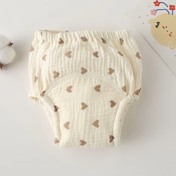 1 PC ผ้าฝ้ายเด็กกางเกง Bubble Gauze ผ้าอ้อมผ้าอ้อมเด็กล้างทําความสะอาดได้ Breathable Reusable เด็กชุดชั้นในผ้าอ้อมผ้า