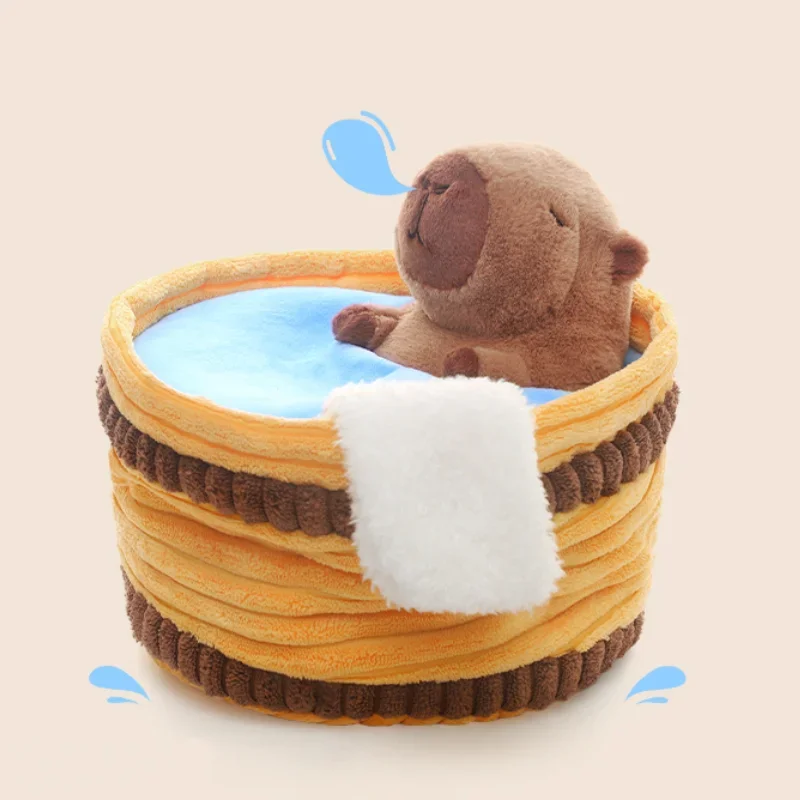 Sevimli Kapibara Peluş Oyuncak Küvet Yumuşak Doldurulmuş Hayvan Bebek Banyo Zamanı Güvenli Malzeme Komik Oda Dekor Yaratıcı Hatıra