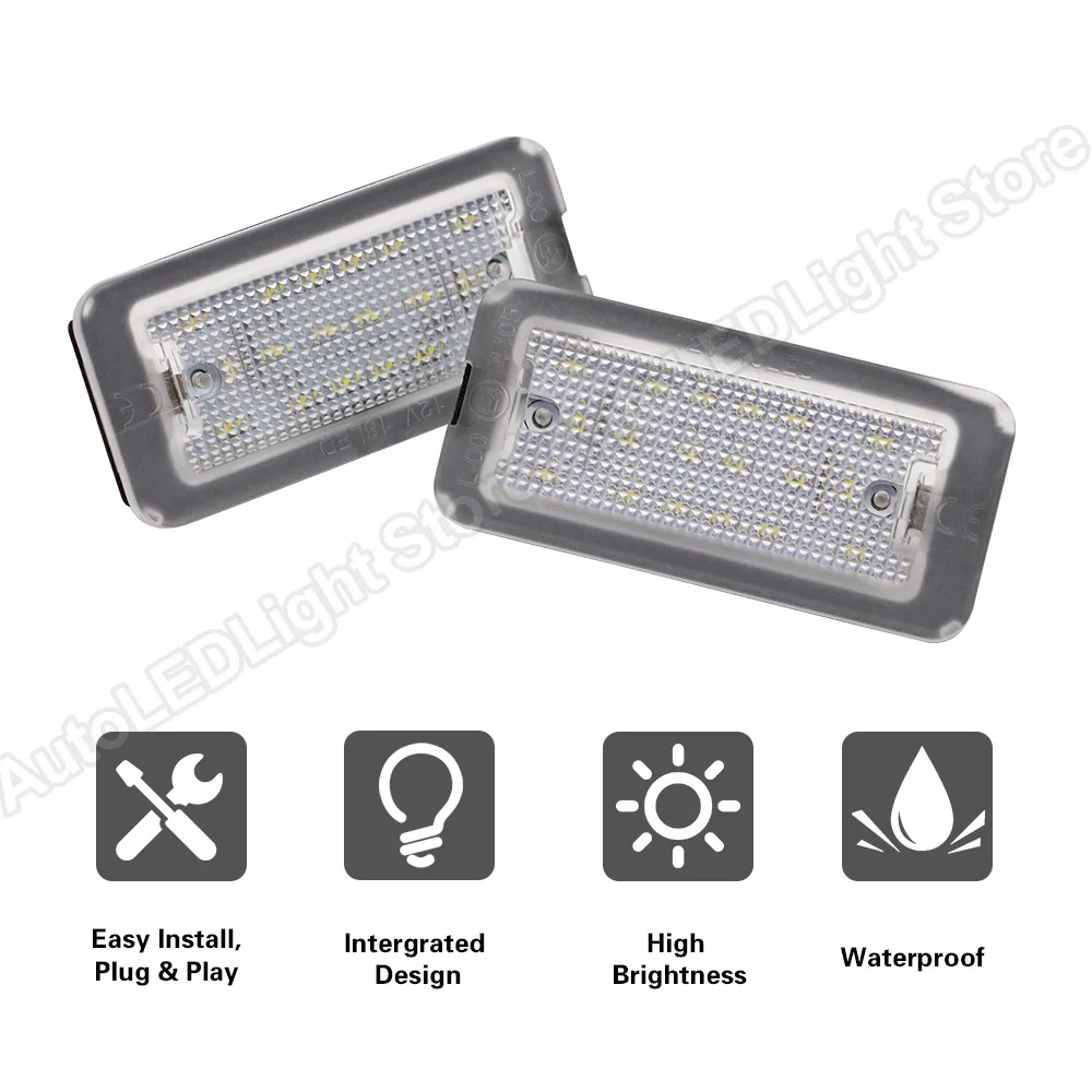 For Fiat / Abarth 500 License Plate LED Lights CANbus No Error Plug & Play 2PCS 6000K-6500K White Number Plate Lamps