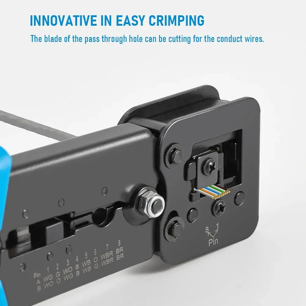 SUMMITEK Cat5 Cat5e Cat6 Cutter Stripper RJ45 Crimper Hand Network Tools Pliers for RJ12 RJ11 8P6P End Pass Through Connector