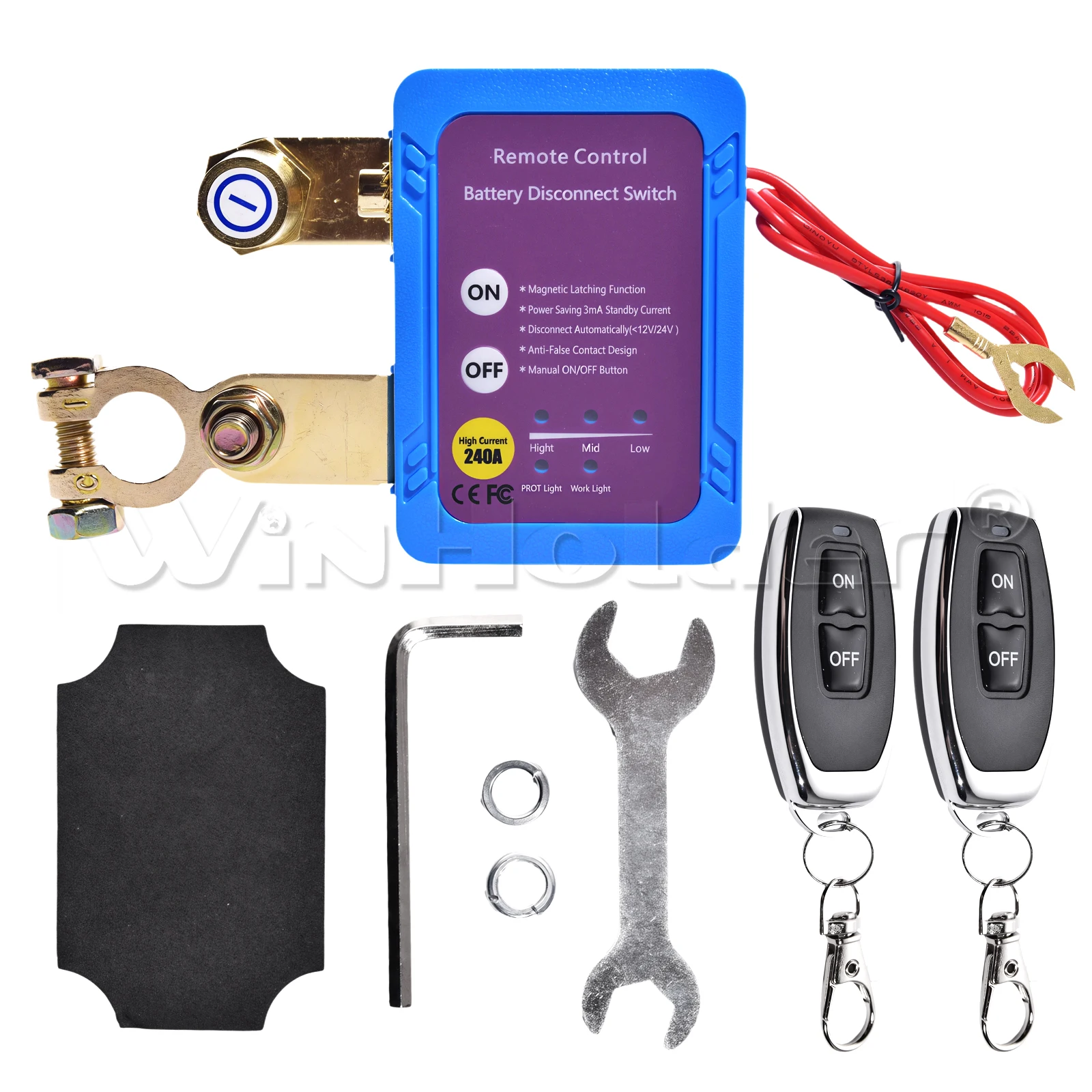 Wireless Remote Car Battery Disconnect Relay Master Kill Cut-off Switch Isolator 12V 240A Automatic Cut Off