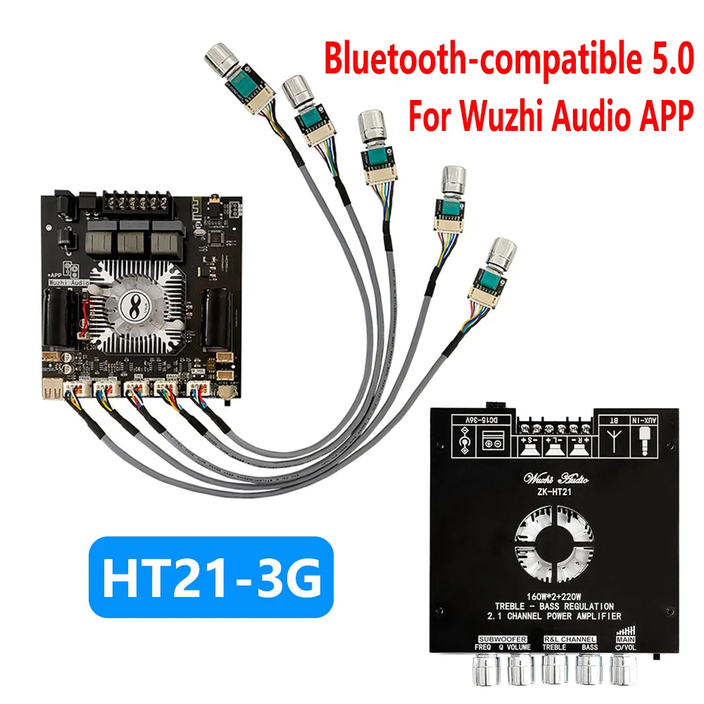 

Цифровой усилитель мощности HT21-3G 2,1 каналов HIFI Board160Wx2 + 220W BT5.0 AMP сабвуфер с высокими басами для Wuzhi Audio APP AUX