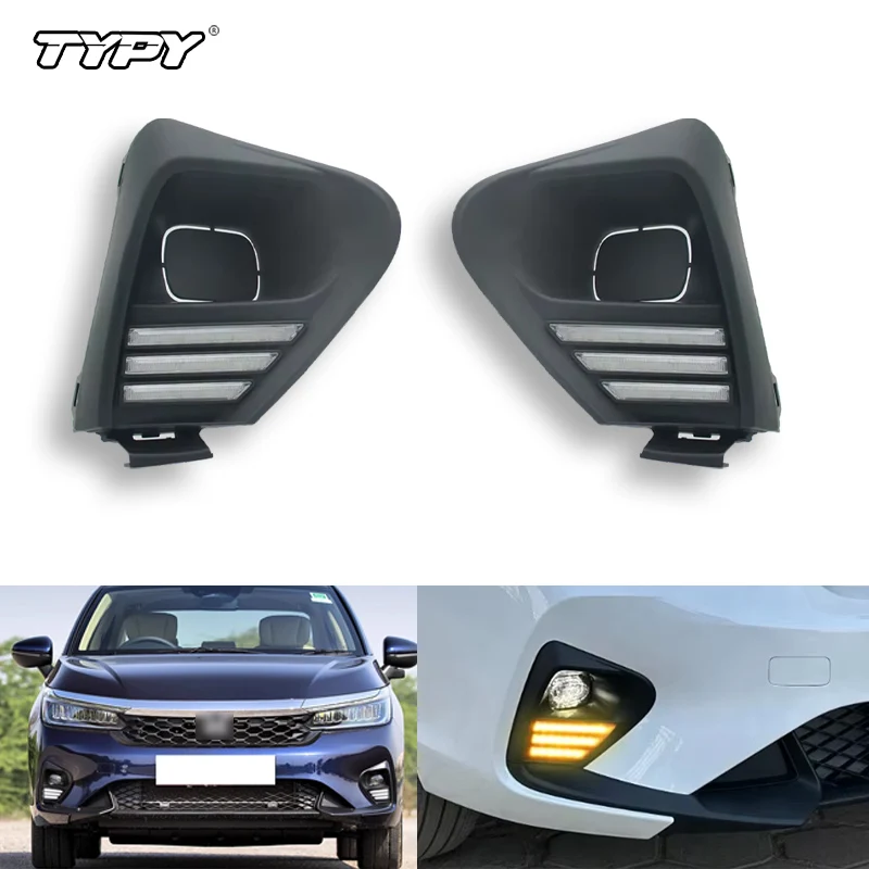 

TYPY Car DRL For Honda City RS 2023 2024 LED Daytime Running Lights Driving Turn Signal with Fog Lamp Front Bumper fog light